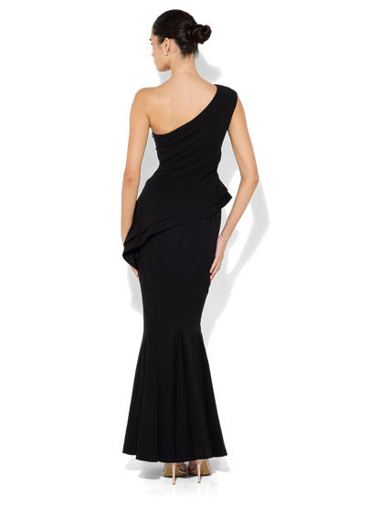 Oscar Black One Shoulder Gown