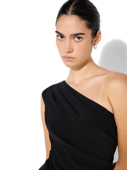 Oscar Black One Shoulder Gown