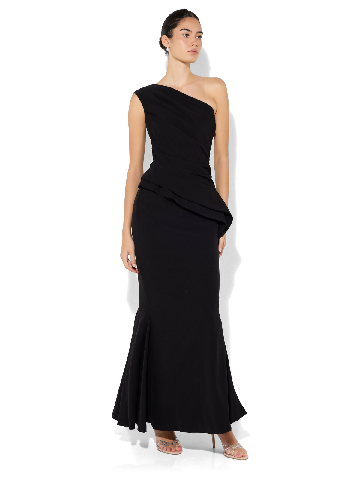 Oscar Black One Shoulder Gown