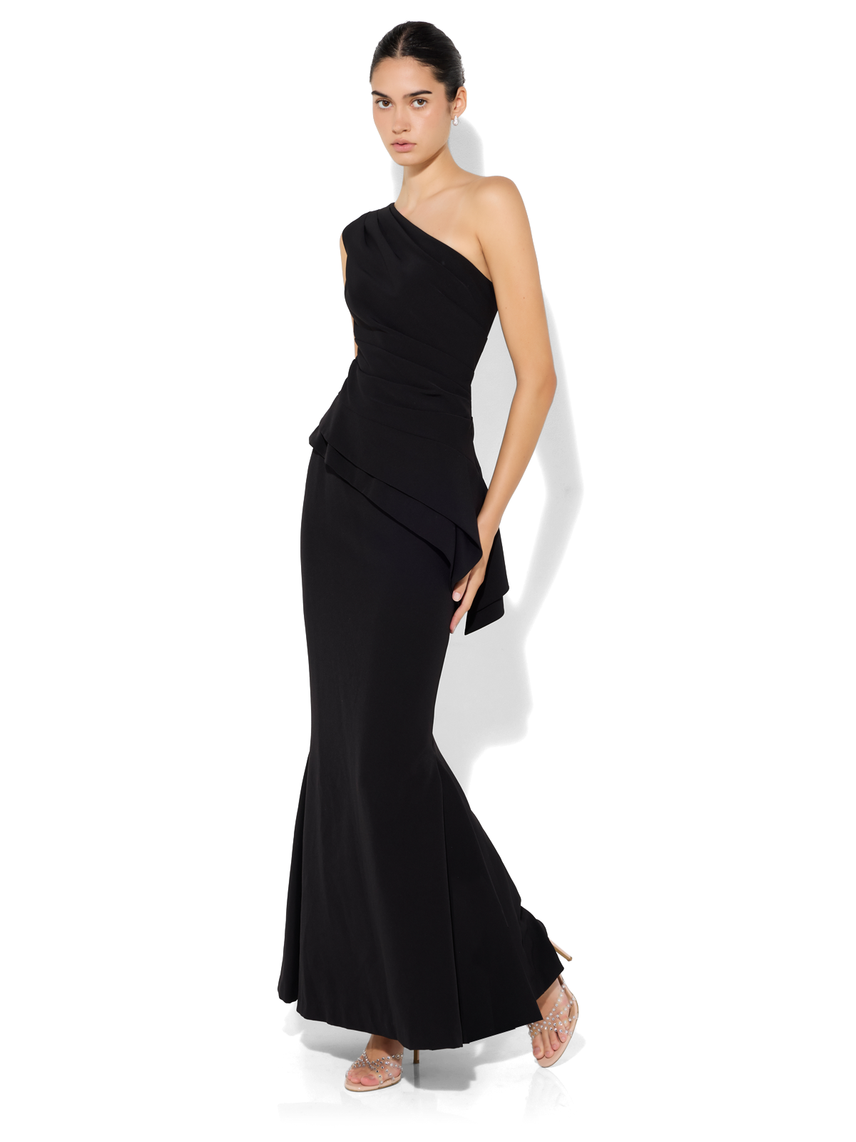 Oscar Black One Shoulder Gown