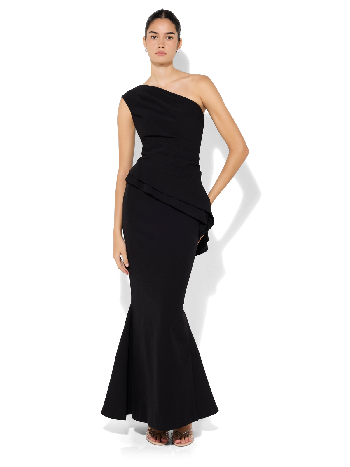 Oscar Black One Shoulder Gown