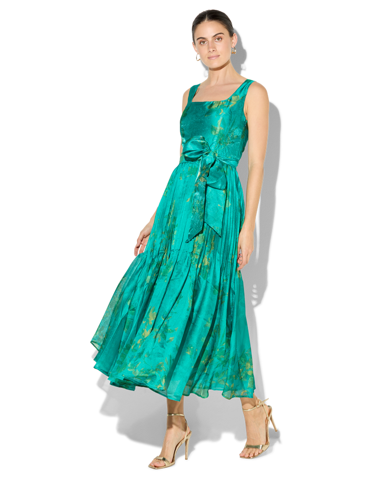 Oriana Emerald Floral Printed Dress