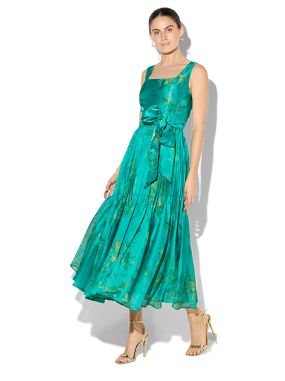 Oriana Emerald Floral Printed Dress