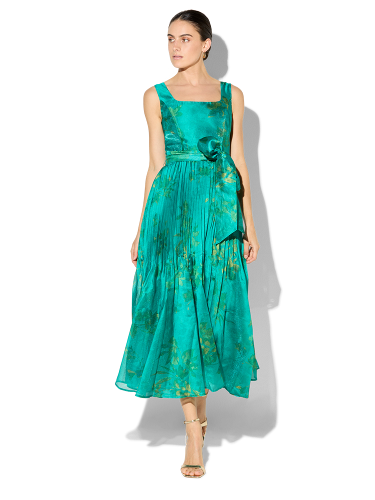 Oriana Emerald Floral Printed Dress