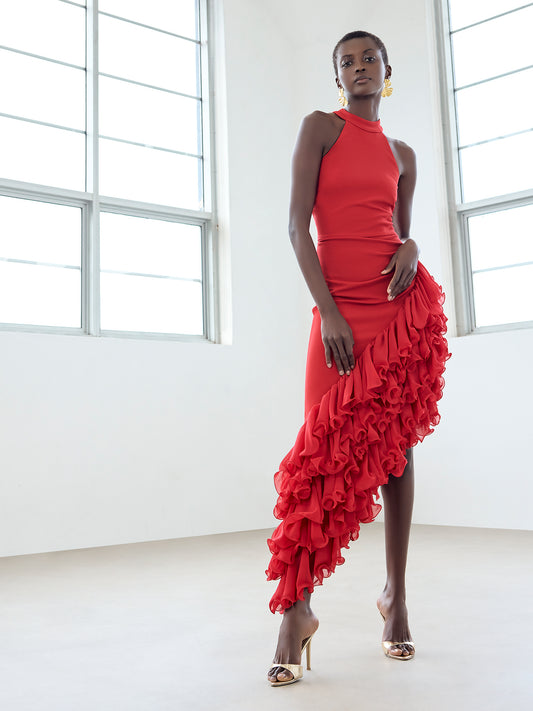 Roberta Red Asymmetrical Gown