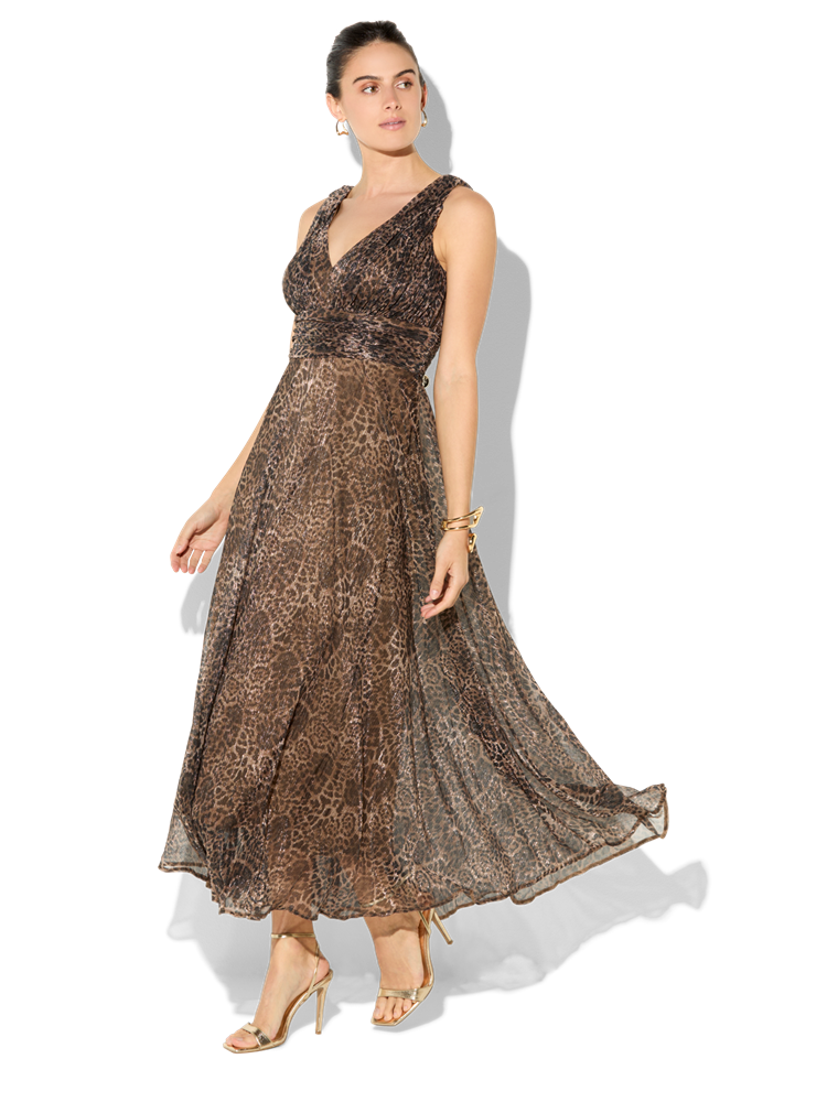 Rumi Animal Print Metallic Dress