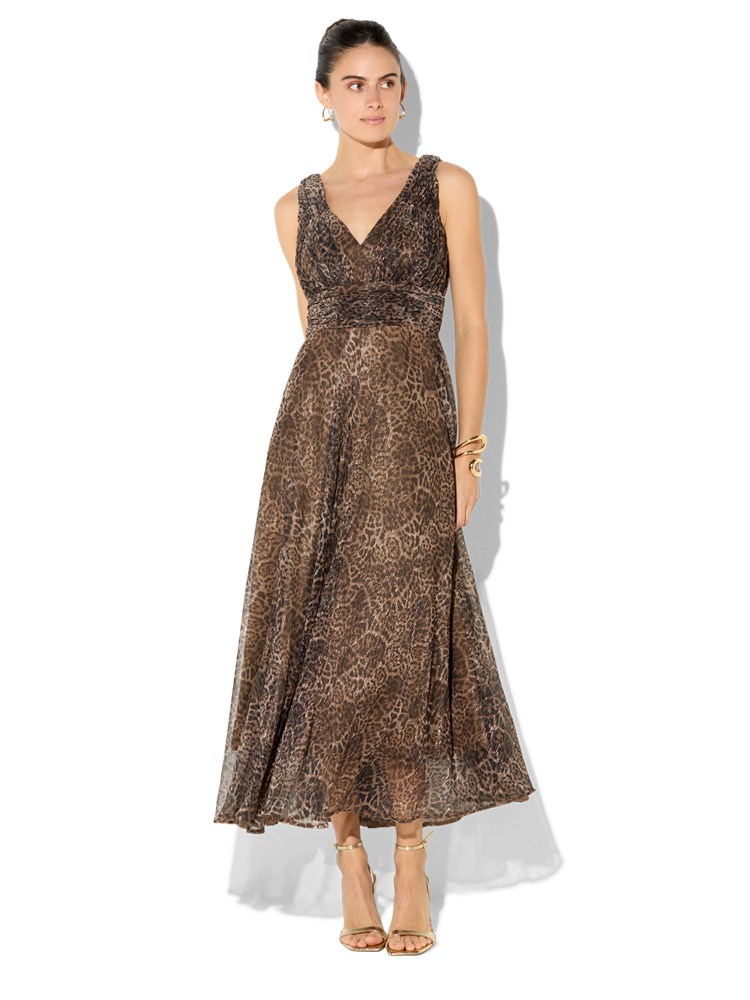 Rumi Animal Print Metallic Dress