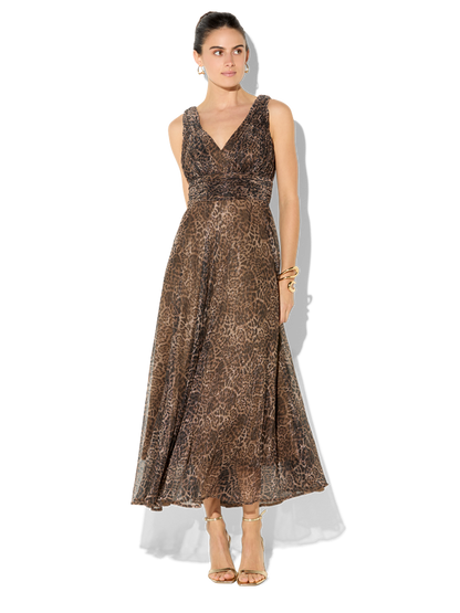 Rumi Animal Print Metallic Dress