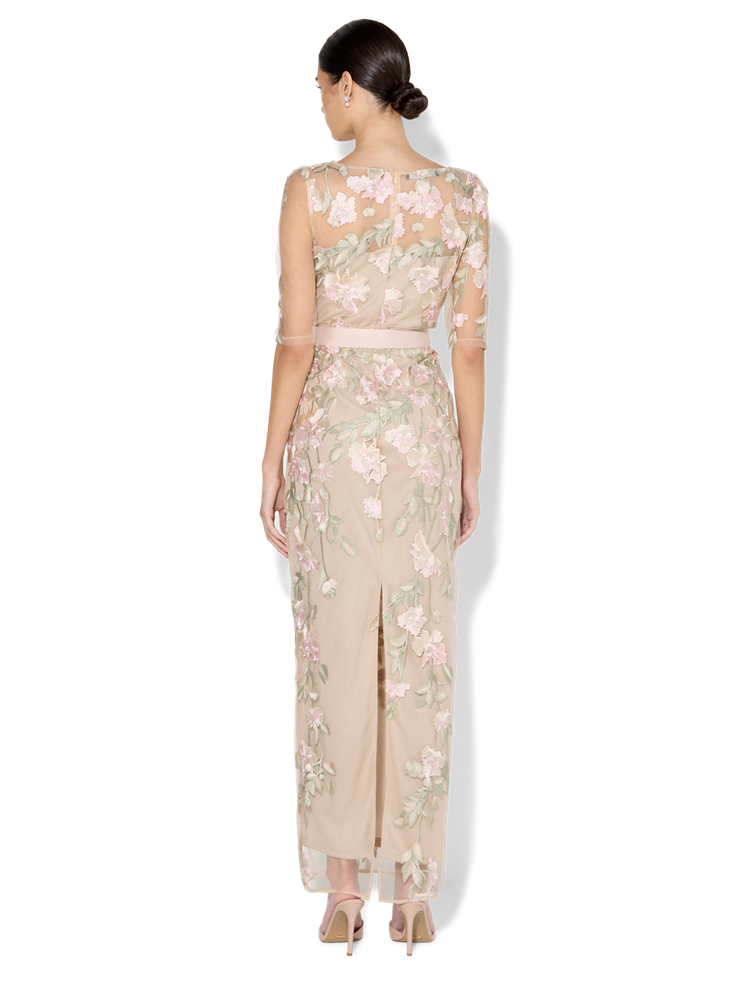 Raya Pink Sequin Embroidered Gown