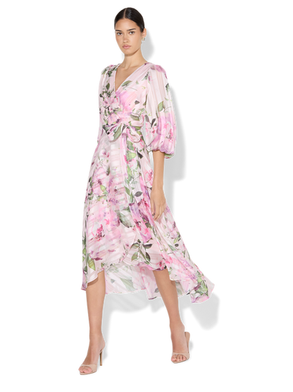 Salina Petal Pink Floral Print Wrap Dress