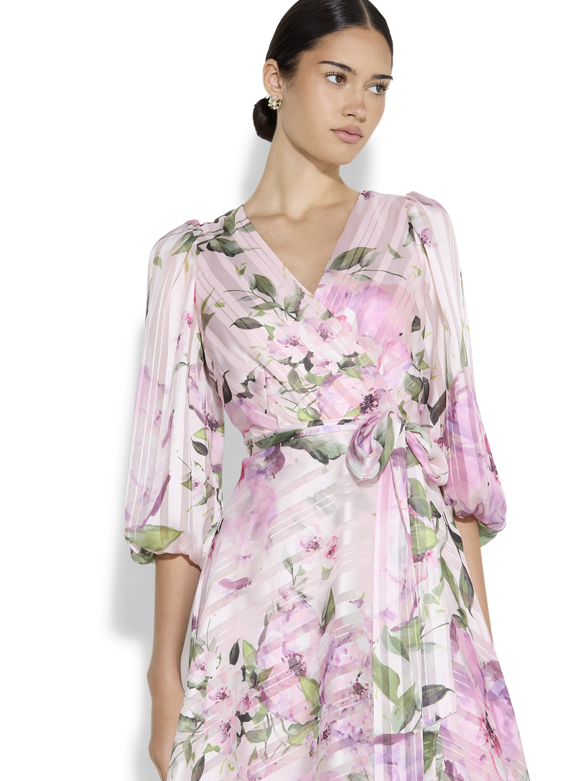 Salina Petal Pink Floral Print Wrap Dress