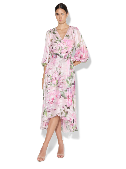 Salina Petal Pink Floral Print Wrap Dress