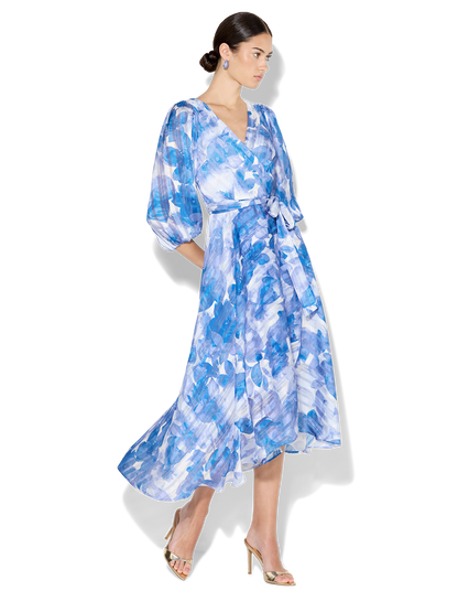 Salina Sapphire Floral Print Wrap Dress