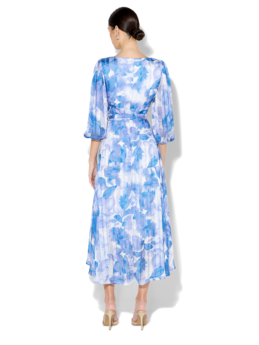 Salina Sapphire Floral Print Wrap Dress