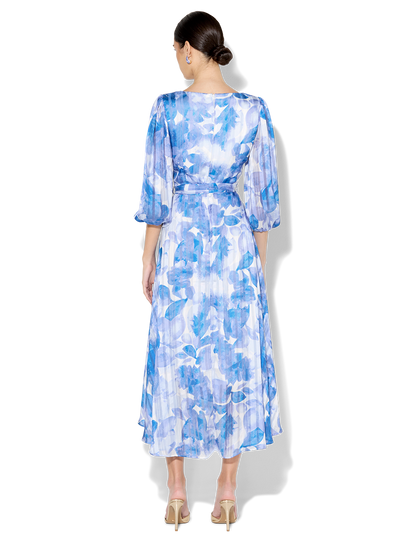 Salina Sapphire Floral Print Wrap Dress