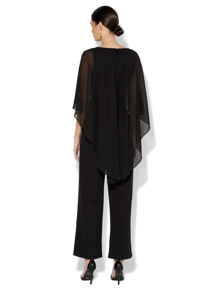 Sia Black Chiffon Overlay Jumpsuit