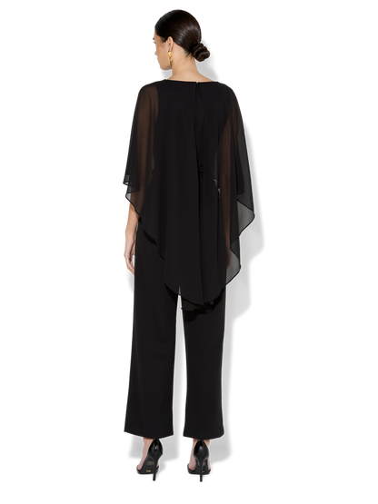 Sia Black Chiffon Overlay Jumpsuit