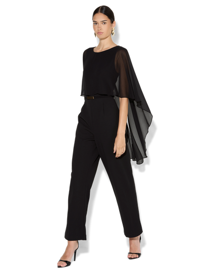 Sia Black Chiffon Overlay Jumpsuit