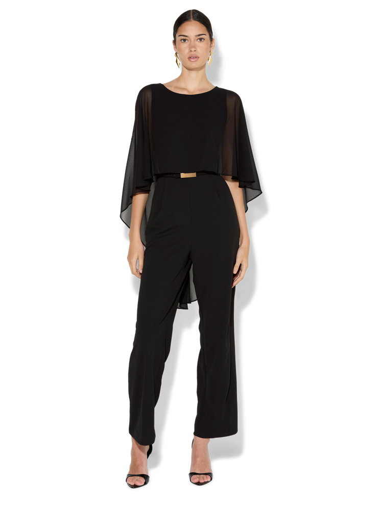 Sia Black Chiffon Overlay Jumpsuit