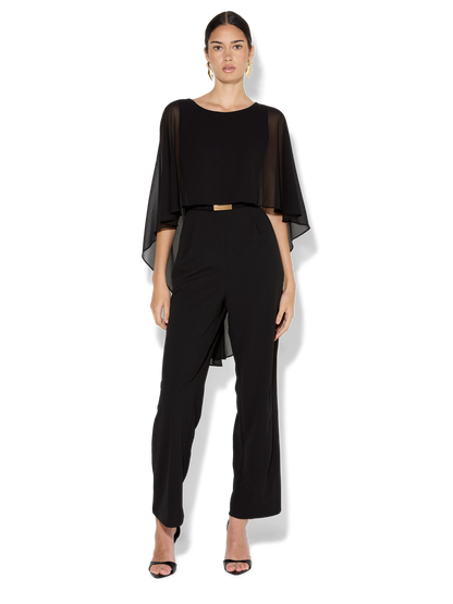 Sia Black Chiffon Overlay Jumpsuit