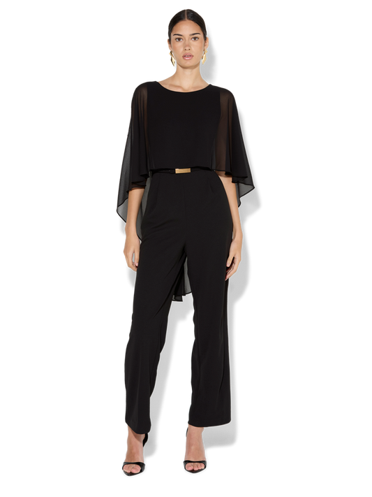 Sia Black Chiffon Overlay Jumpsuit