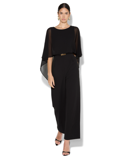 Sia Black Chiffon Overlay Jumpsuit