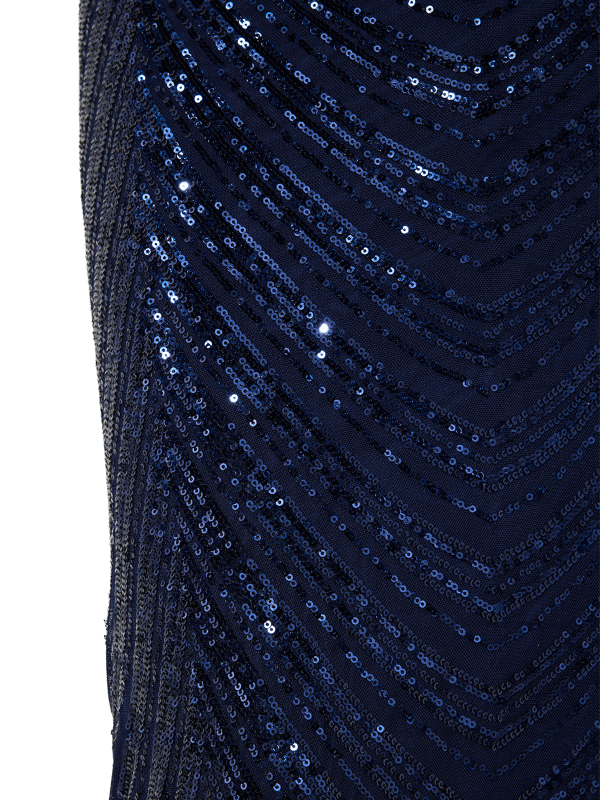 Anova Navy Sequin Gown by Montique