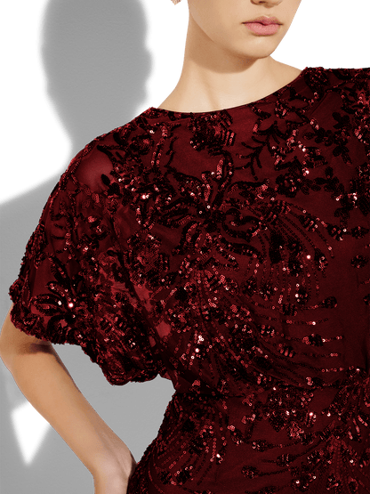 Aria Merlot Sequin Maxi by Montique