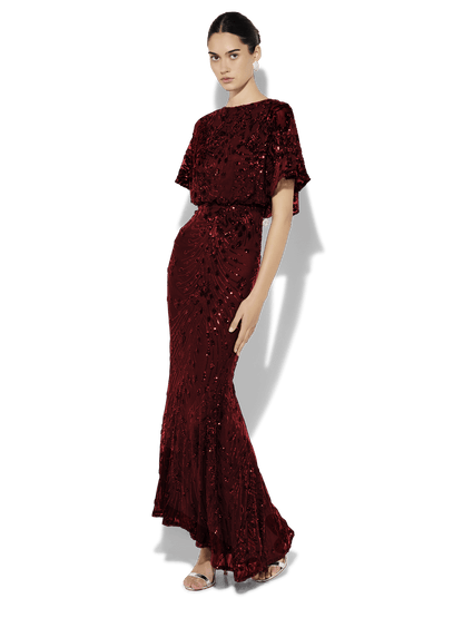 Aria Merlot Sequin Maxi by Montique