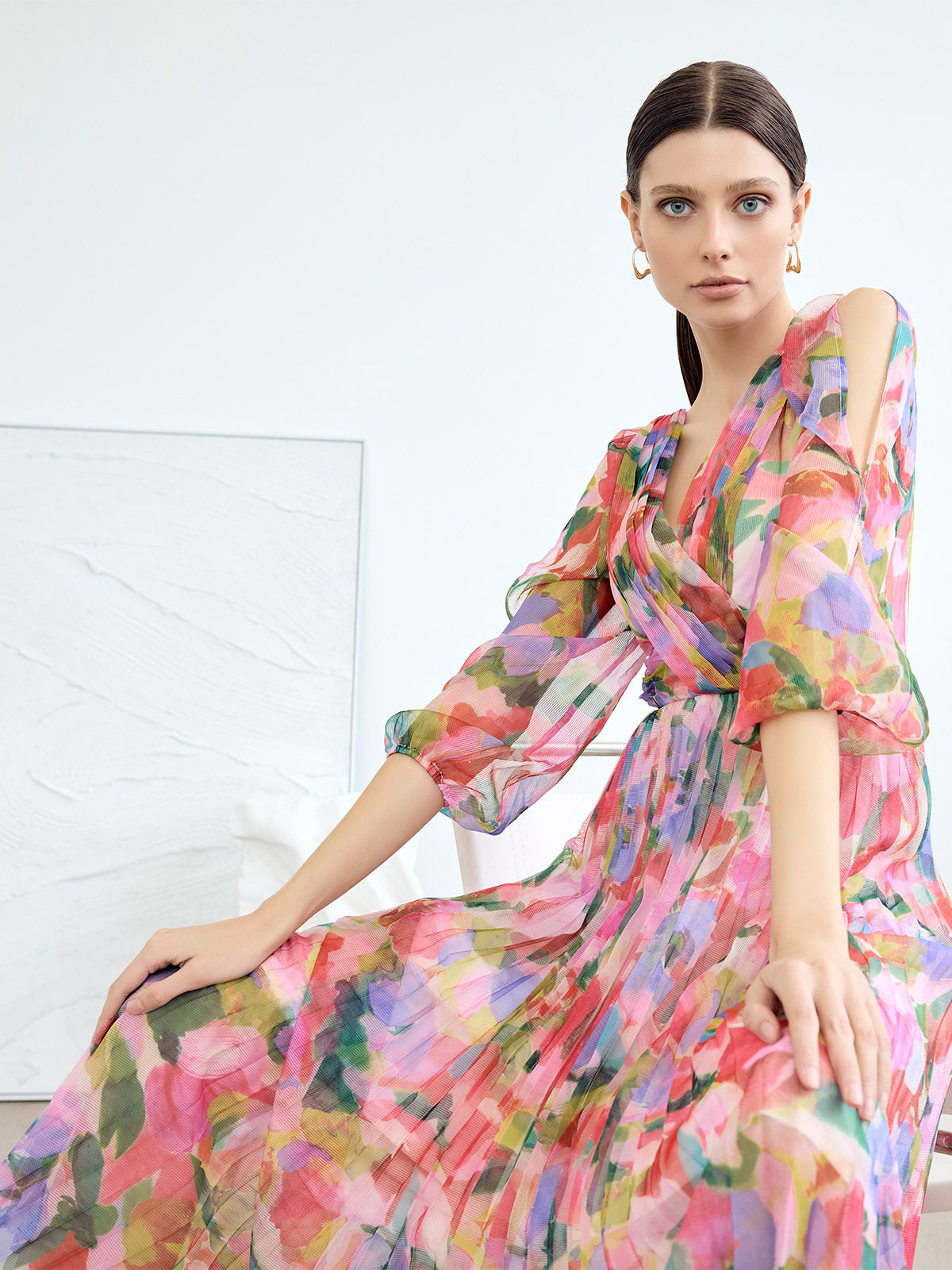 Costella Printed Pleat Dress