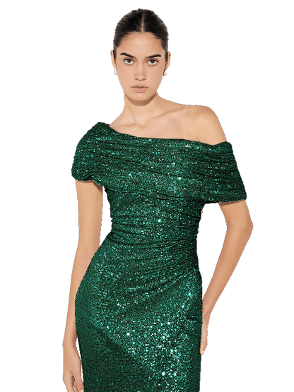 Grace Emerald Sequin Gown by Montique