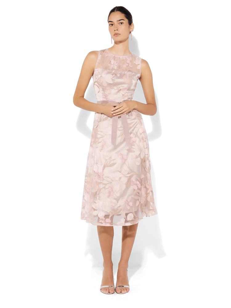 Jean Petal Embroidered Dress - Montique Clothing