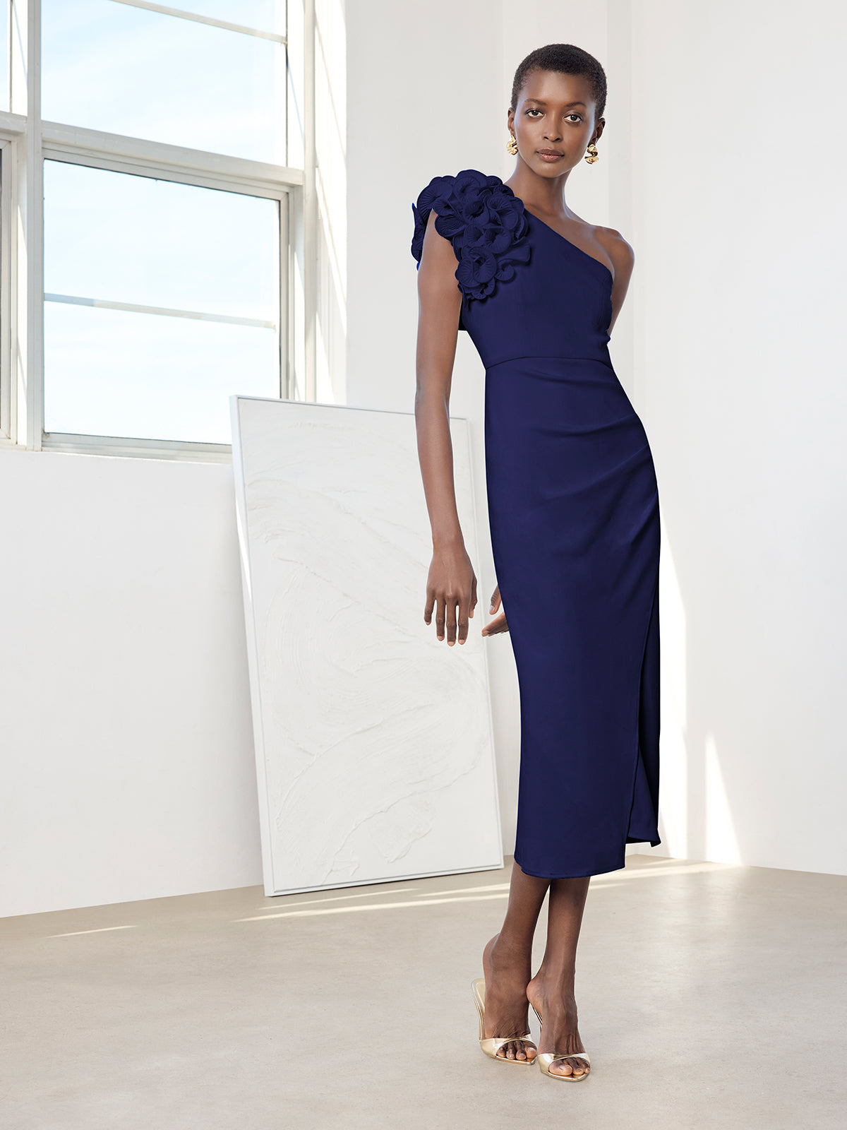 Melody Navy One Shoulder Dress