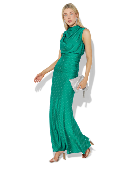 Mira Emerald Diamante Gown