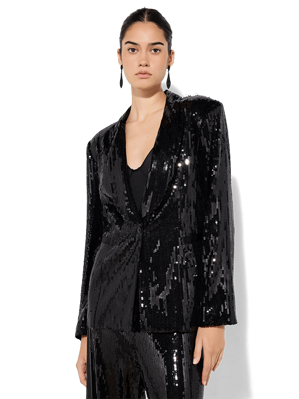 Olivia Black Sequin Blazer - Montique Clothing