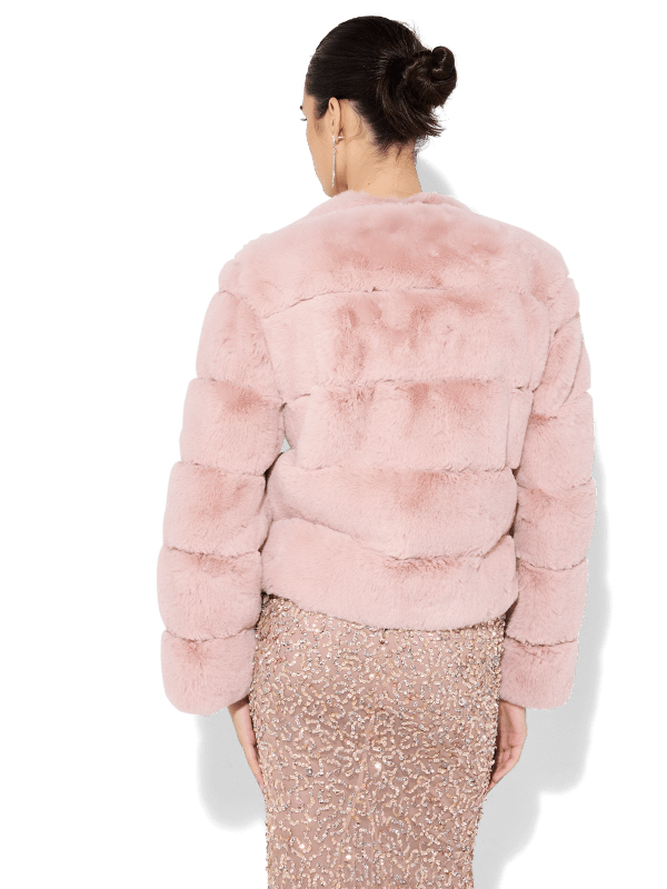 Teddi Pink Fur Coat Montique Clothing