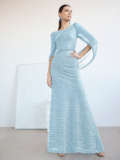 Vivian Sky Blue Metallic Gown