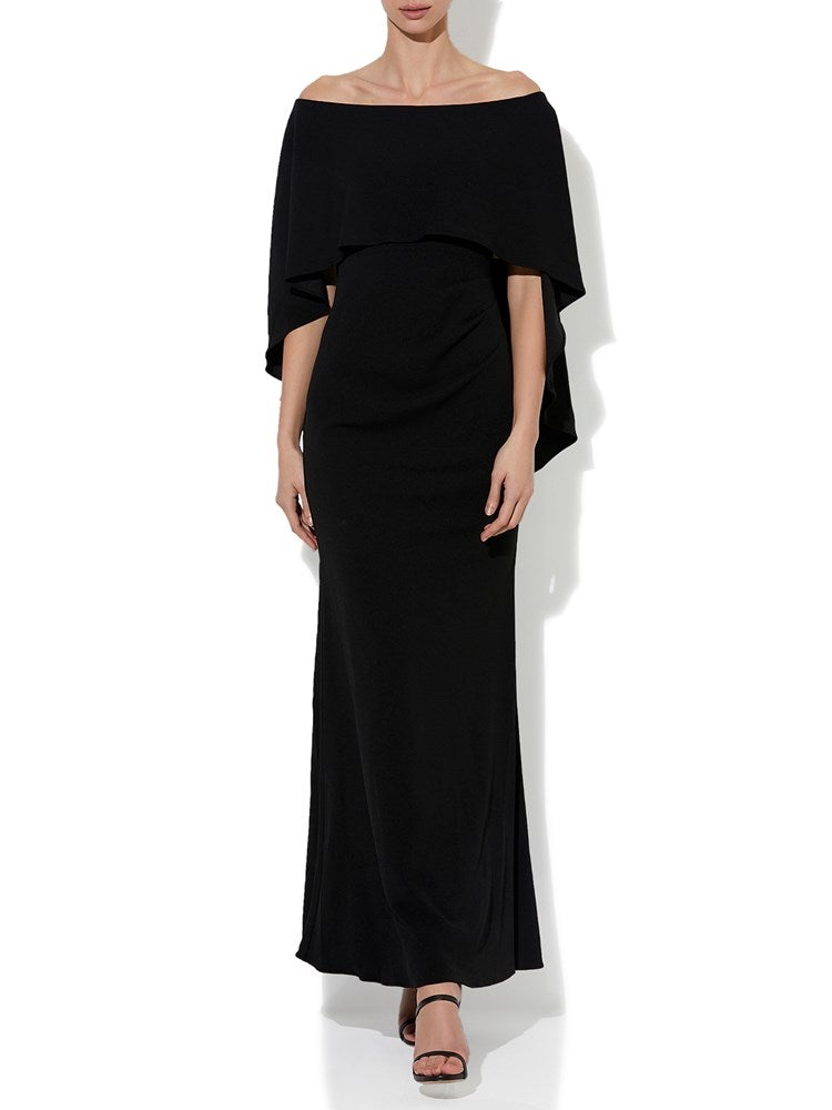 Ariella Black Stretch Crepe Gown