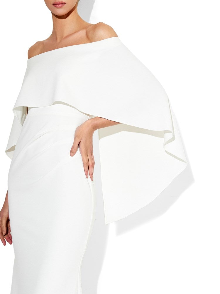 Ariella Ivory Stretch Crepe Gown