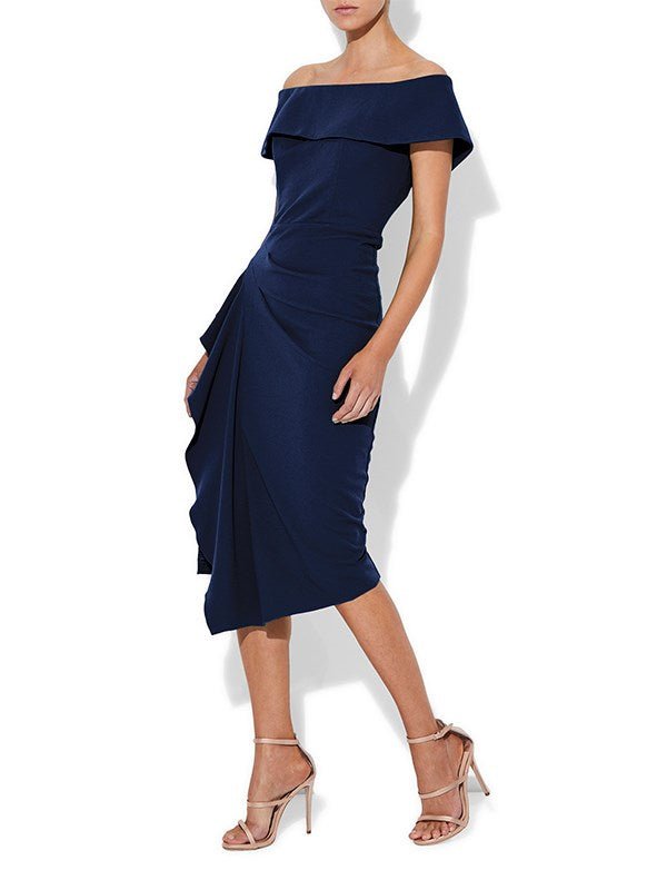 Dana Navy Stretch Crepe Dress