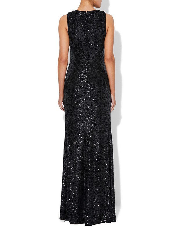 Elsa Black Sequin Gown - Montique Clothing