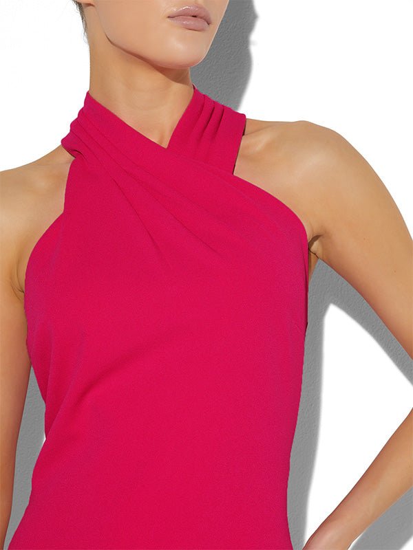 Halo Hot Pink Halter Dress – Montique