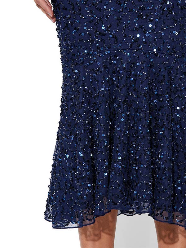 Ida Navy Hand Beaded Dress