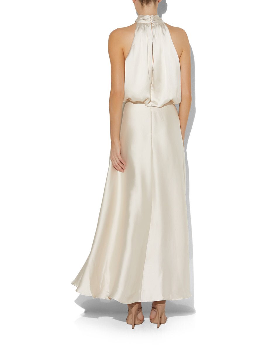 India Champagne Halter Gown - Montique Clothing
