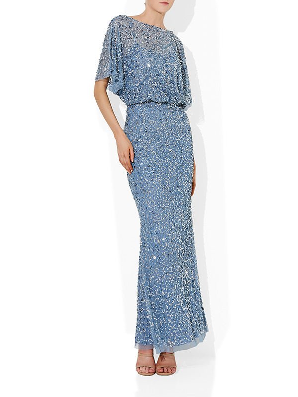 Mimi Sky Blue Hand Beaded Gown Montique Clothing