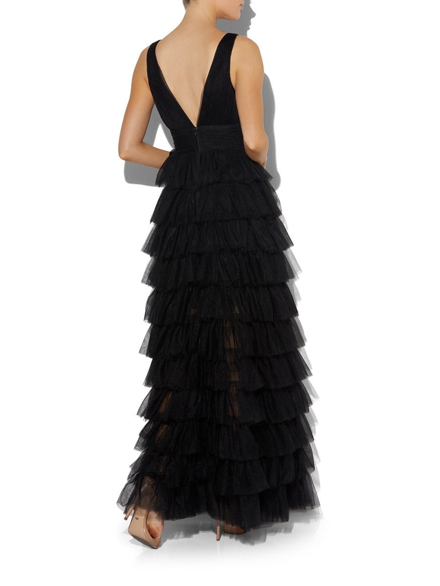 Raven Black Tulle Gown Montique Clothing