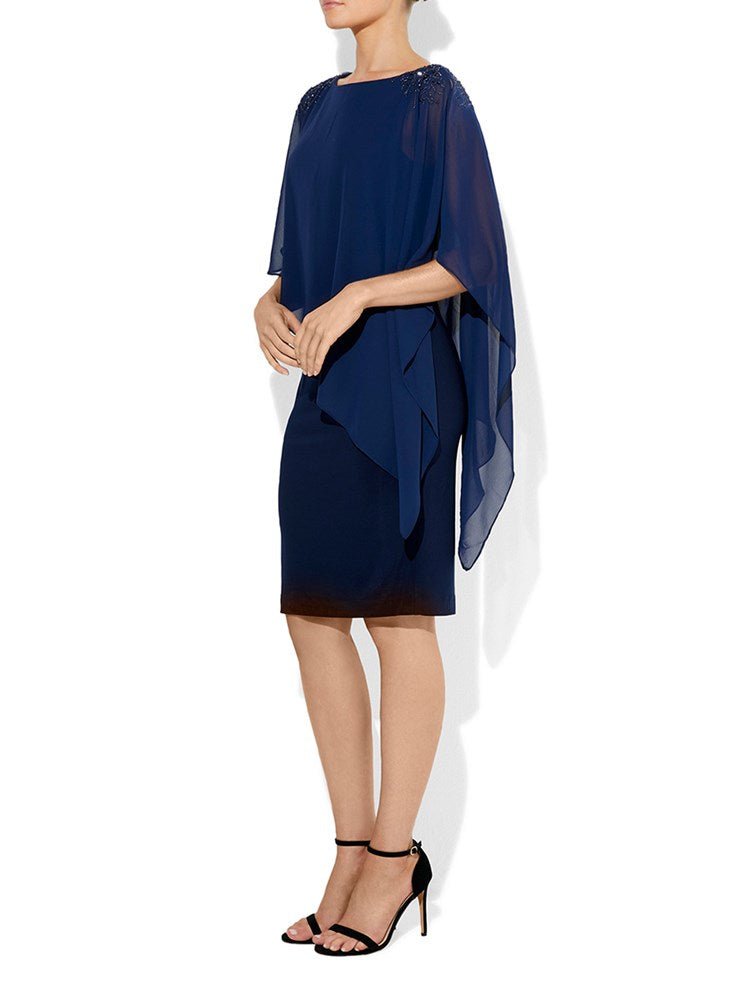 Navy blue chiffon hot sale overlay dress