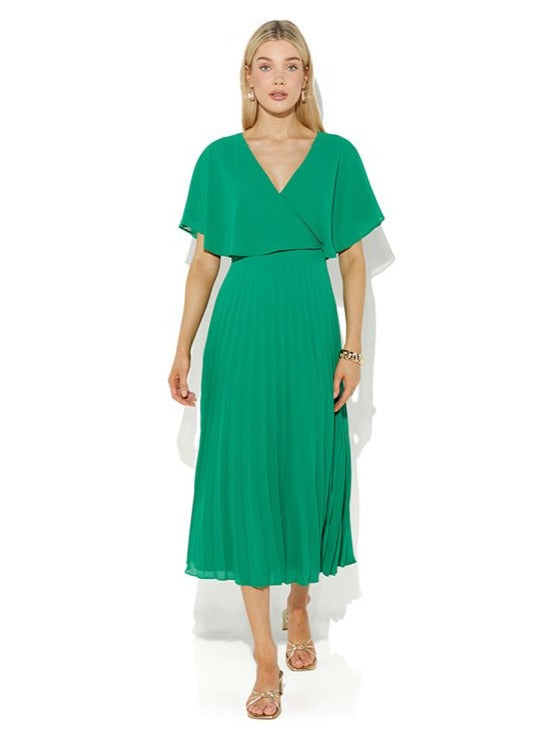 Solana Emerald Pleated Dress - Montique Clothing