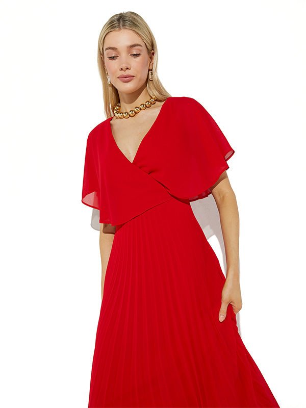 Solana Red Pleated Dress Montique Clothing