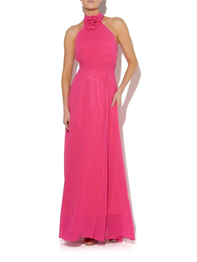 Valencia Hot Pink Halter Gown - Montique Clothing